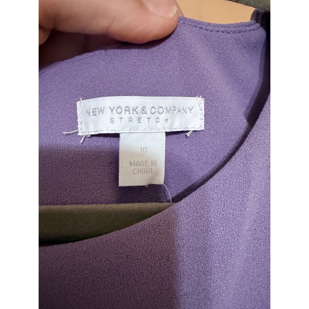 New York & Company Purple Cold Shoulder Ruffle Sheath Cocktail Dress Womens 10 - Picture 2 of 2